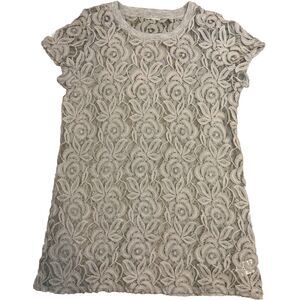 Anthropologie Paper‎ Crane Small Grey Lace Sheer Tunic Dress Flower Fairy Kawaii